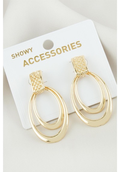 Oval Metal Küpe Çok Renkli