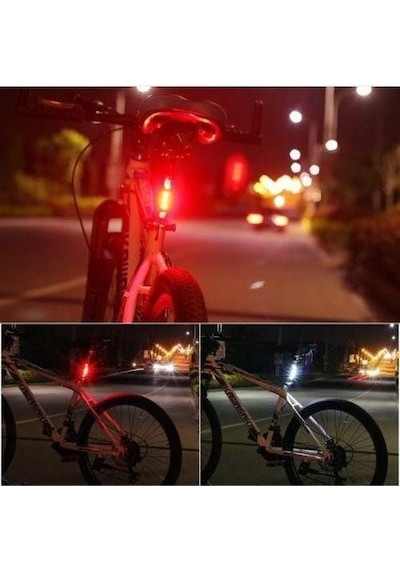 Bisiklet Işığı Led Stop   Arka Ikaz Işık Lamba Usb Şarjlı 4 Mod Kırmızı