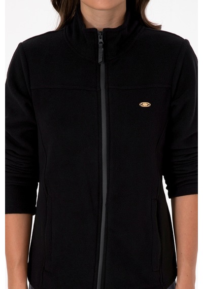 U.S. Polo Assn. Kadın Siyah Fermuarlı Dik Yaka Polar Sweatshirt 50316729-VR046
