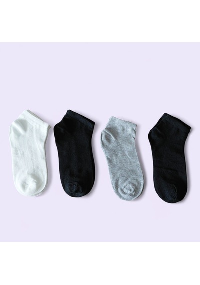 Heren Socks Heren Desensiz 4'lü Dikişsiz Pamuk Kadın Patik Siyah-siyah-gri-beyaz