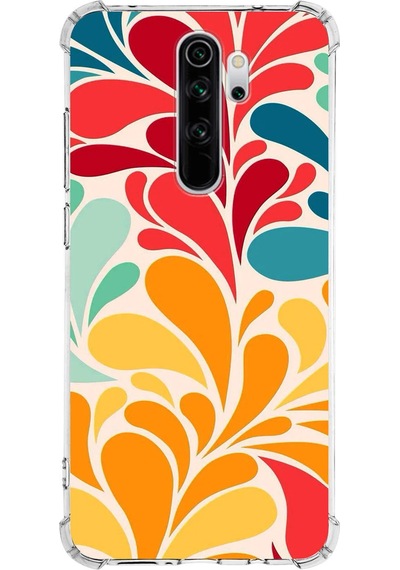 Xiaomi Note 8 Pro Uyumlu Retro Color 5 Baskılı Şeffaf Köşe Korumalı Antişok Kılıf