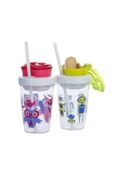 Snack Atiştirmalik Tritan Bardak 350 Ml, Pembe Açık Beyaz