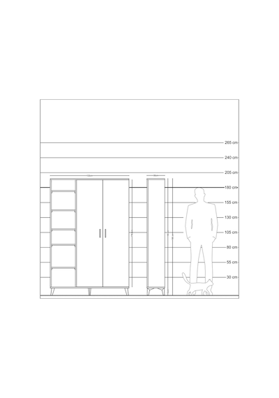 Arges Dolap 7 Raflı 2 Kapaklı Tek Askılı 132x30x195 Çam-çam/a... Çam
