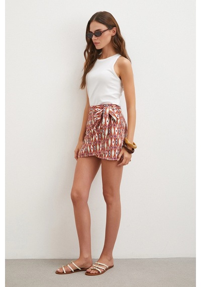 Never More Etnik Desen Mini Etek Kiremit