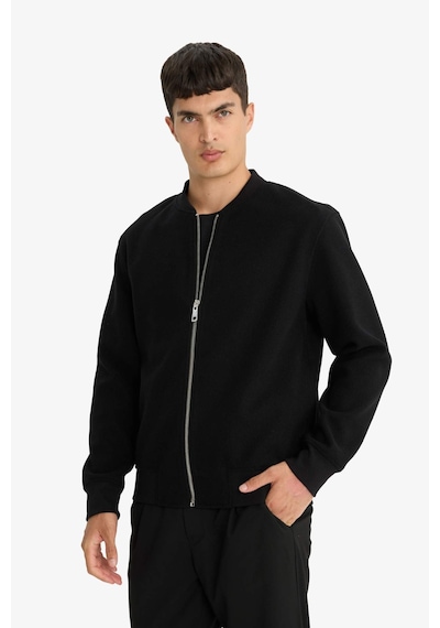 Defacto Relax Fit Kolej Yaka Fermuarlı Bomber Hırka F3576ax25wnbk81 Siyah