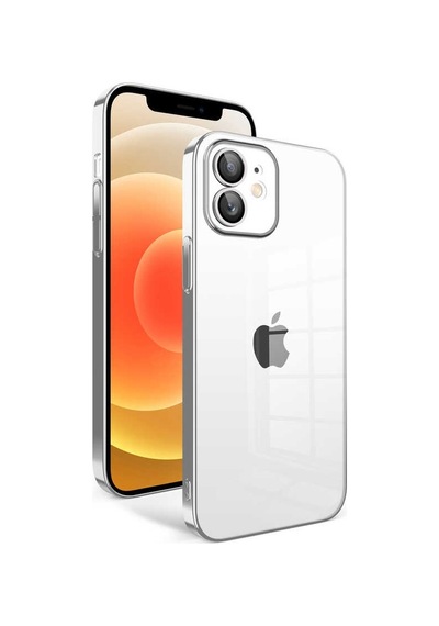 Zeyline Apple Uyumlu iPhone 12 Kamera Korumalı Renkli Çerçeveli Zore Garaj Kapak-gümüş