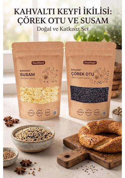 Doznest Kahvaltı Keyfi İkilisi: Çörek Otu 100 Gr Ve Susam 100 Gr