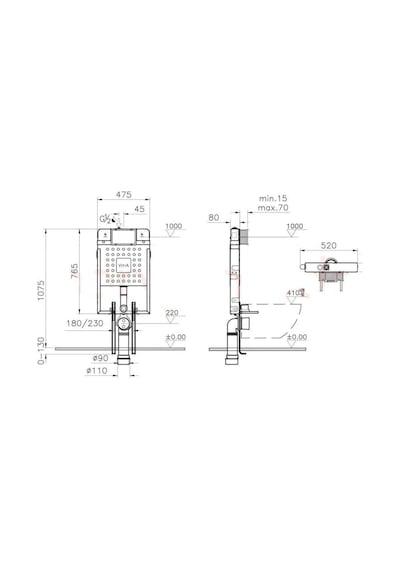 VitrA Mat Siyah Gömme Rezervuar Seti Asma Klozet Uyumlu 8 Cm 768-1851-740-2211-a4146136 Siyah