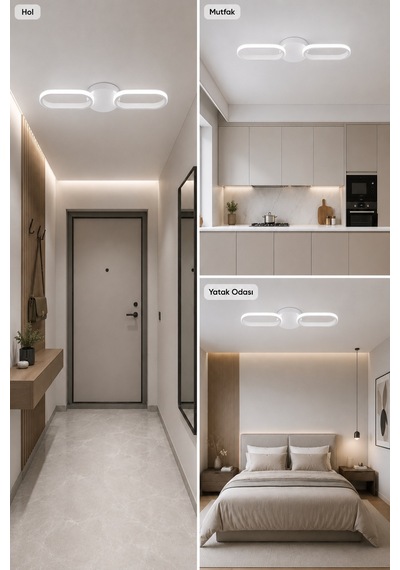 Hilton 2'li Led Plafonyer Avize Beyaz Işık