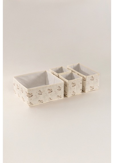 Tidy Kids Atlı Karınca Desenli Poplin 4'lü Çekmece İçi Organizer 6020 Natural