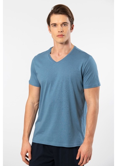 Cacharel Erkek V Yaka T-shirt 2170/indigo Beyaz