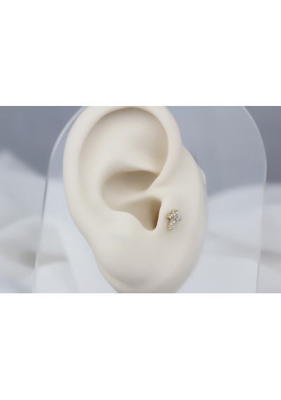Glorria Altın Haç Tragus Piercing Sarı