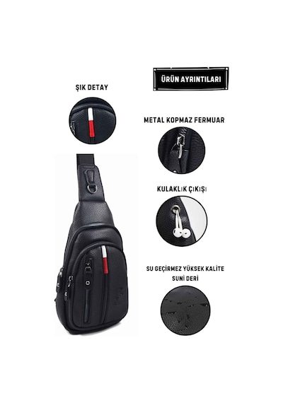 Erkek Omuz Çantası Çok Bölmeli Çanta Erkek Çapraz Çanta Postacı Çanta Siyah