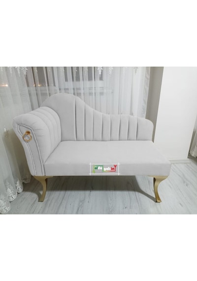 Yeni Model Ultra Lüks Alda Çizgili Josefin Bench Puf Kahve