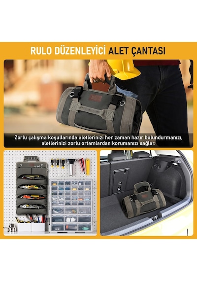Ayrex Alet Çantası, Ağır Hizmet Tipi Kanvas Rulo Takım Çantası, Katlanabilir Alet Organizer El Çantası, Tamirci Genel