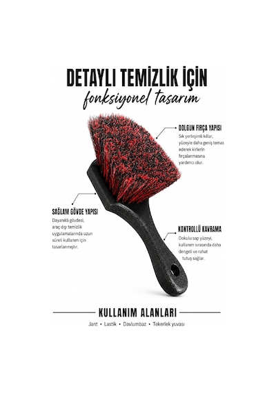 Lastik Paspas Ve Davlumbaz Temizleme Fırçası Kısa Saplı Yoğun Kıllı Oto Detay Fırçası