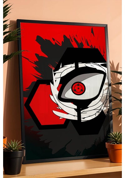 Naruto Sharingan Göz Çerçeveli Tablo - Lüks Minimalist Uchiha Klanı Anime Modern Duvar Dekoru Siyah