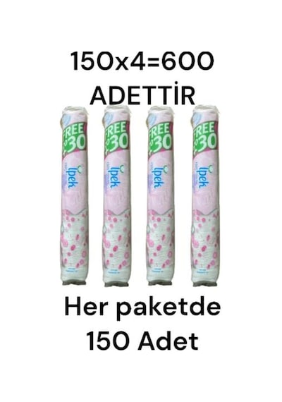 İpek 150'lik 4 Adet 150x4 600 Adet Makyaj Pamuğu