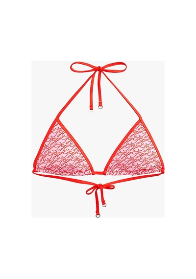 Tommy Hilfiger Kadın Triangle Baskı Detaylı Bikini Üstü-16080 Gül Rengi
