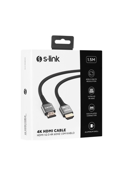 S-lınk Slx-hd4k015, 4k Uhd, Hdmı V2.0, 1.5mt. 60hz. Metal Uçlu, Kablo Tek Renk
