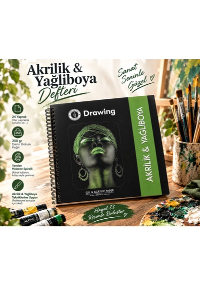 Akrilik & Yağlı Boya Çizim Defteri 20x20 Cm 250 Gr Derin Dokulu 24 Yaprak 48 Sayfa