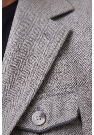 Deepsea Erkek Gri Safari Ceketli Slim Fit 2'li Takım Elbise Pileli Duble Paça Pantolon 2600723 Deepsea Erkek Gri Safari Ceketli Slim Fit 2'li Takım Elbise Pileli Duble Paça Pantolon 2600723