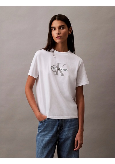 Calvin Klein Hr Ss Clssc Mnlg Cnc Kadın Beyaz T-shirt Lv047b865g-yaa Beyaz