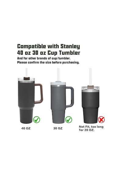 Stanley İle Uyumlu Yedek Pipet 40oz 30oz Bardak Bardak, 6'li Paket Temizleme Fırçalı Yeniden Kullanılabilir Pipet, P
