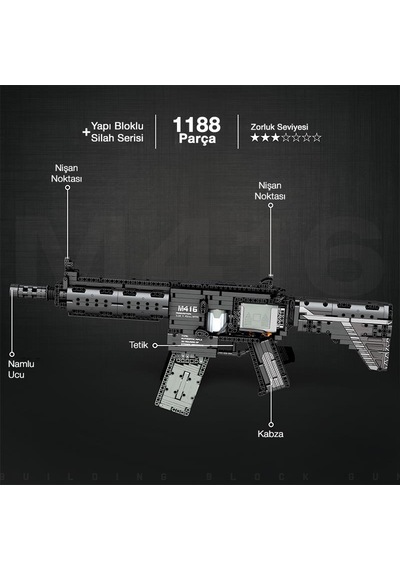 Reobrix 77004 M416 Assault Rifle Motorlu Yaratıcı Yapı Blok Seti Building Blocks - 1101 Parça