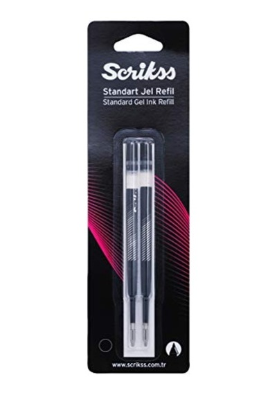Scrikss Jumbo Jel Tükenmez Refil 2'li Blister Siyah ---