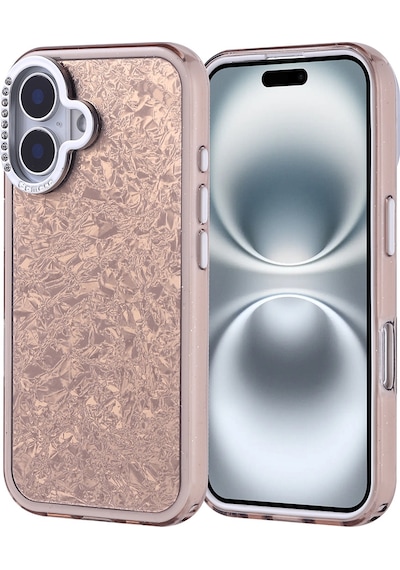 Apple Uyumlu iPhone 16 Kılıf Taşlı Tasarımlı Zore Kapi Kapak Gold
