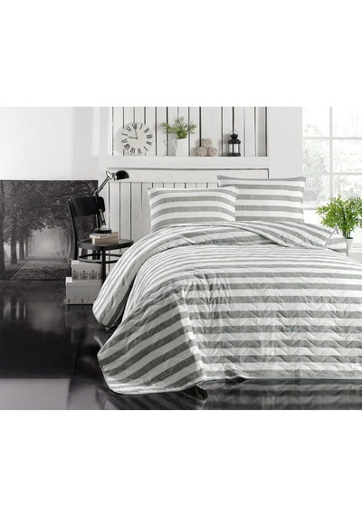 Enlora Home Kapitone Yatak Örtüsü Seti Çift Kişilik Hook Gri
