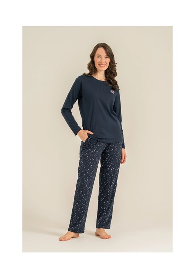 Angbutik Arnetta Ar3775-x Kadın Uzun Kollu Pijama Takım lacivert