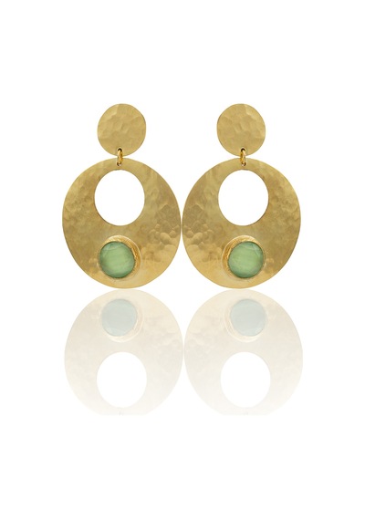 Kadir Jewellery 22 Ayar Altın Kaplama Vintage Küpe -el İşçiliği Ve Hipoalerjenik Küpe Açık Yeşil 96066619