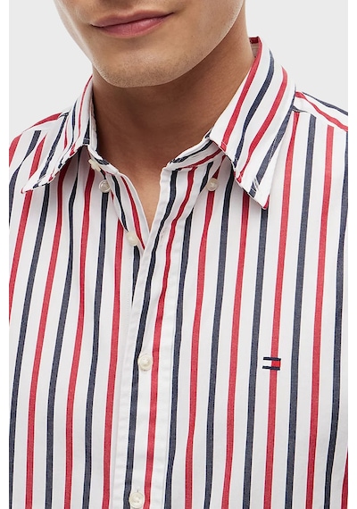 Tommy Hilfiger Çizgili Pamuklu Regular Fit Uzun Kollu Gömlek Erkek Gömlek Mw0mw43315 0ev Beyaz-kırmızı-lacivert Tommy Hilfiger Çizgili Pamuklu Regular Fit Uzun Kollu Gömlek Erkek Gömlek Mw0mw43315 0ev Beyaz-kırmızı-lacivert