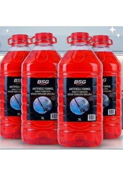 Antifrizli Kokulu Cam Suyu 3 Lt X 4 Adet - Toplam 12 Litre - Böcek Temizleme Etkili Dört Mevsim