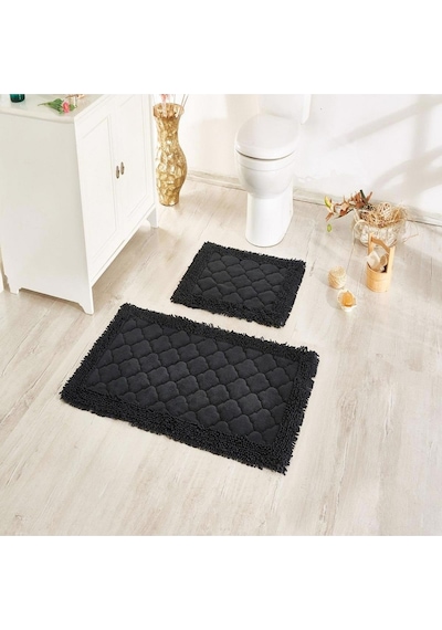 Cotton Special 2'li Pamuklu Klozet Takımı Antrasit Banyo Paspas Seti Klozet Takımı Renkli