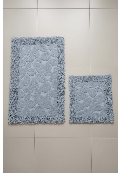Yaprak Desenli 2 Li Banyo & Klozet Paspas Takımı Gri