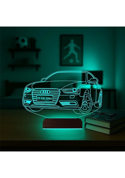 Luvivia Audi Tasarım Kişiye Özel 3d Lamba - Masa Gece Lambası Şeffaf
