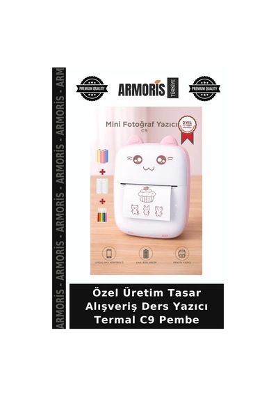 Özel Üretim Tasar Alışveriş Ders Yazıcı Termal C9 Pembe
