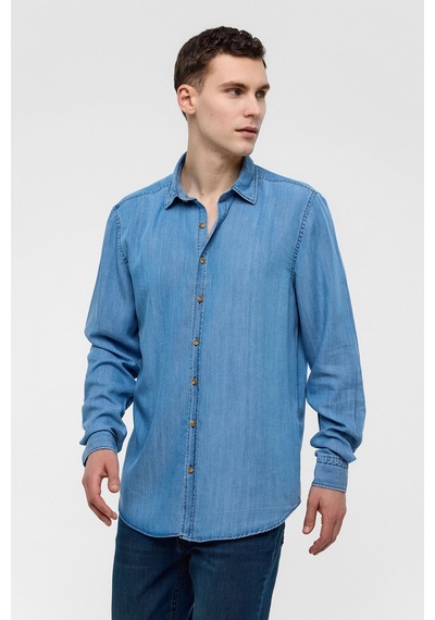 Backandbond Mavi Regular Fit Uzun Kollu Denim Gömlek