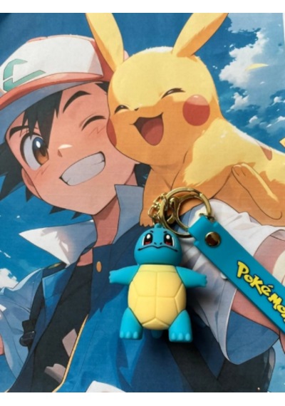 Squirtle Pokemon Figürü Anahtarlık Aksesuar Silikon 3d Anime Figürü Mavi