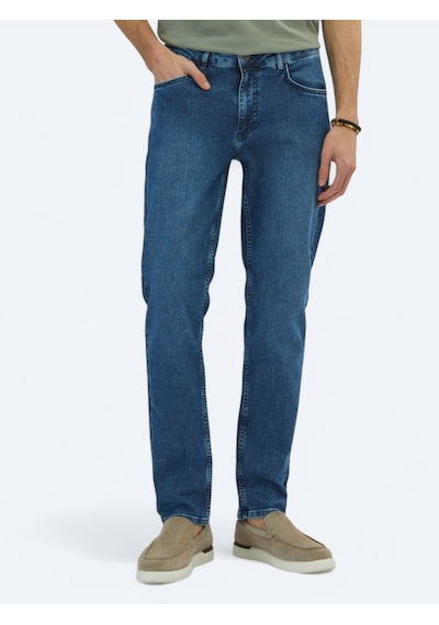 Kip Orta Mavi Slim Fit Denim Pamuk Karışımlı Pantolon Orta Mavi