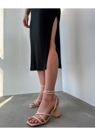 Moopimoda Kadın 7cn Topuklu Sandalet - Ten Renk