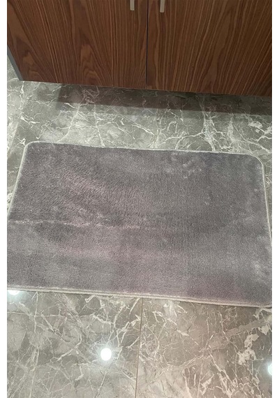 2'li Yıkanabilir Kaymaz Taban Post Banyo Halısı, 50 X 60 Cm, Gri, Peluş Halı Klozet Takımı Diğer