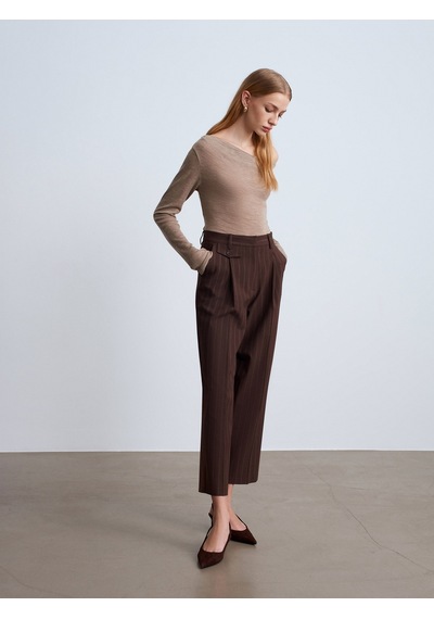 Dilvin 72251 Pensli Düz Paça Pantolon-kahve