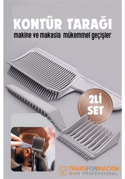 Kuaför Berber Kavisli Kontur Kesim Tarağı 2 Li Set