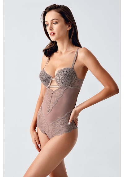 Cotonhause Kadın Dantelli Special Destekli Vizon Body C9t9n0o533 Vızon