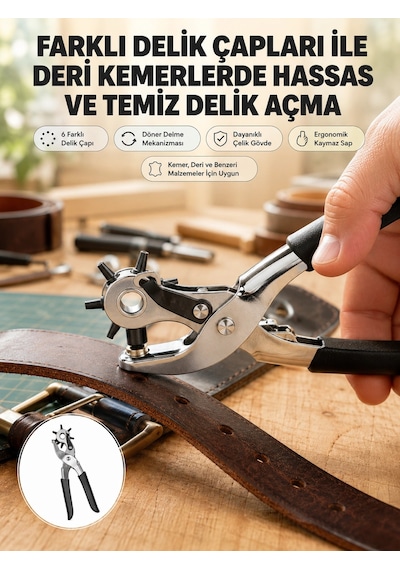 Zenvia Deri Delme Pensesi 6 Uçlu Ayarlanabilir Kemer Delme Aleti Profesyonel Kullanım Znv2026