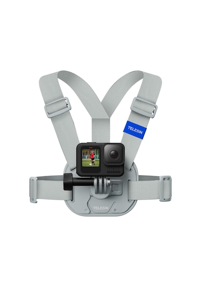 Telesın Aksiyon Kamera Göğüs Askısı Vest Chest Hızlı Çıkarılabilir Yelek Göğüs Kayışı Gri